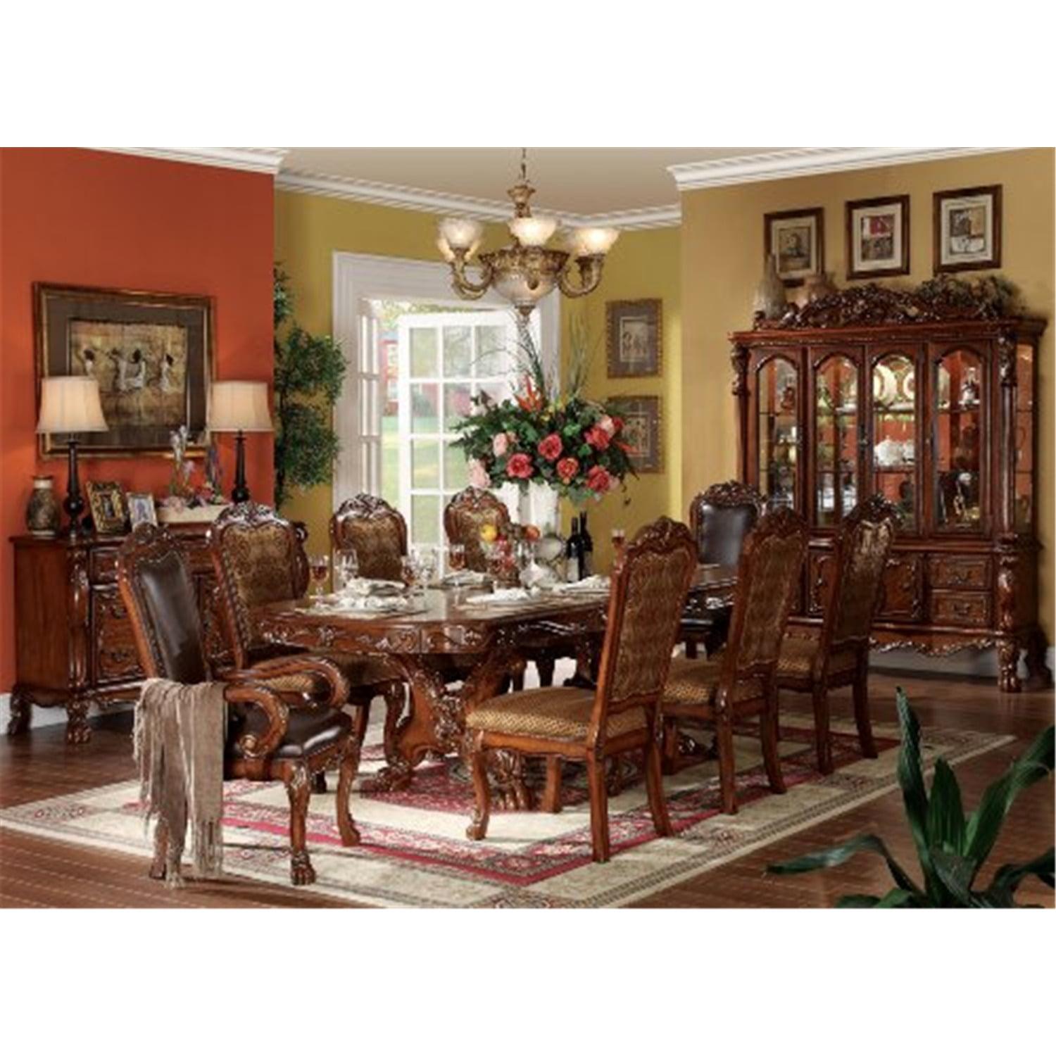 Dresden Cherry Oak Traditional Dining Table with Carved Details