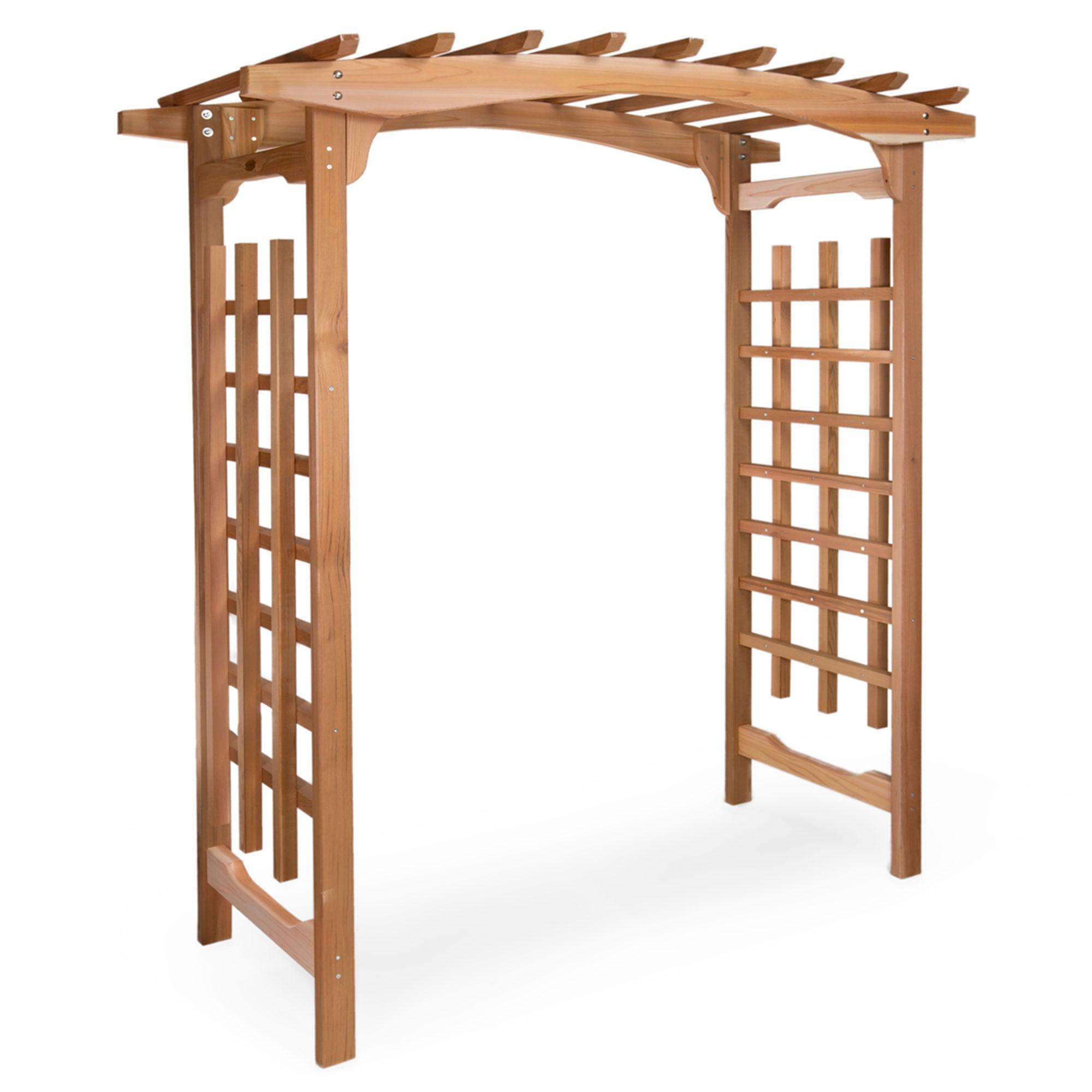 Beige Cedar Wood Garden Arbor with Lattice Sides