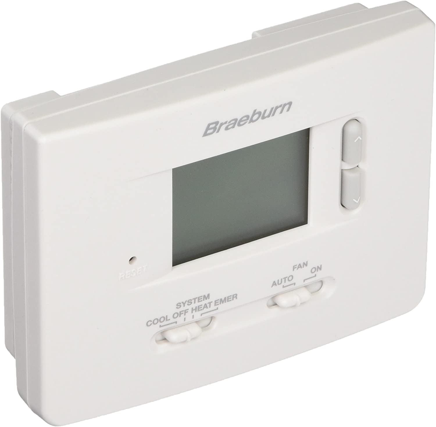 Braeburn White Digital Non-Programmable Thermostat with Blue Backlight