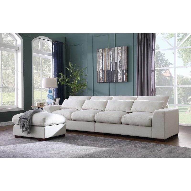 Biaggio Linen Blend Sectional with 2 Ottomans