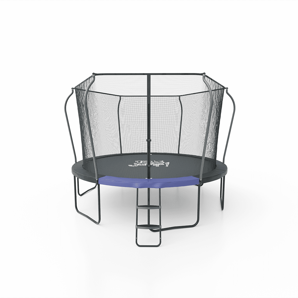 14ft Round Black Alloy Steel Trampoline with Enclosure and Ladder