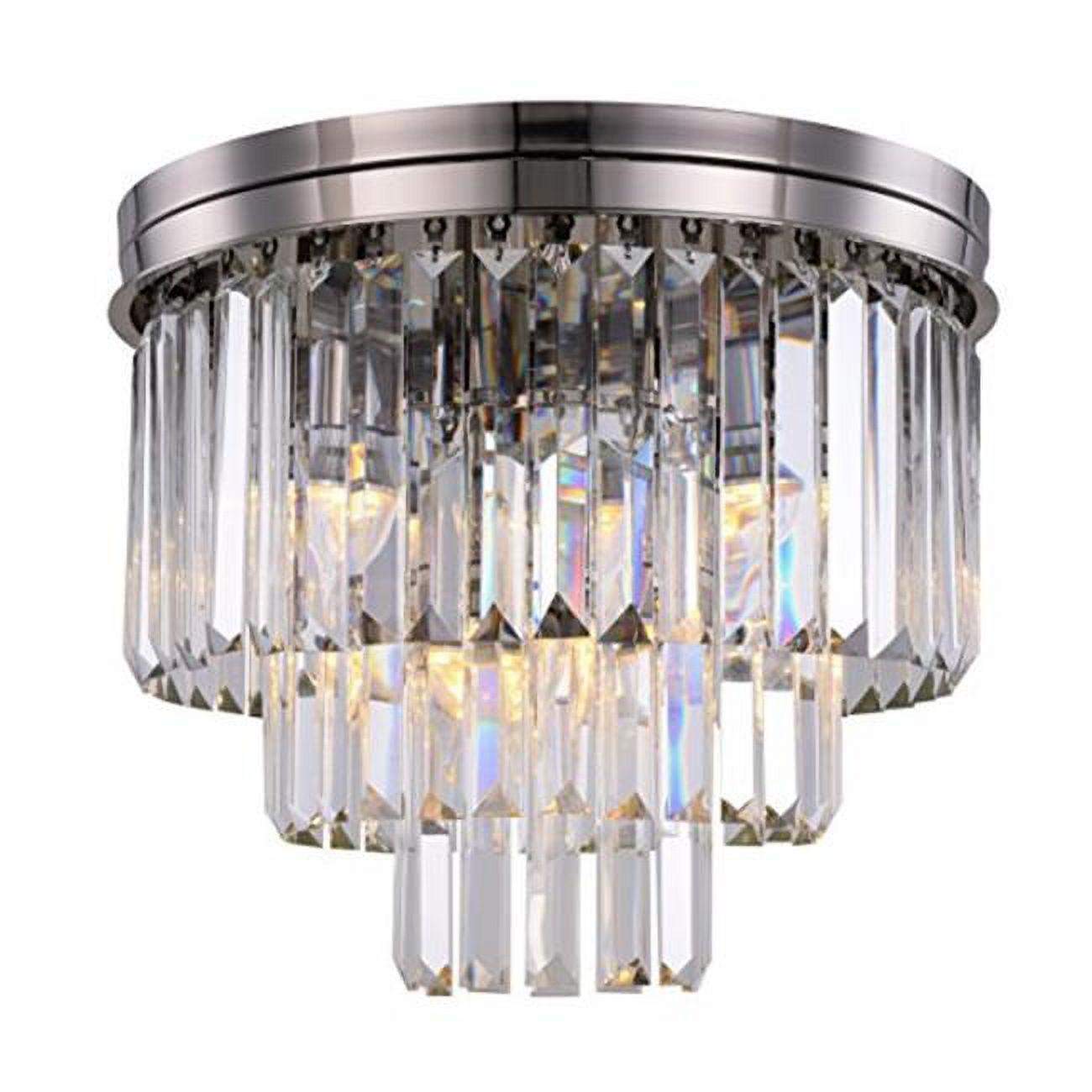 Sydney 9-Light Polished Nickel Flush Mount with Clear Crystal