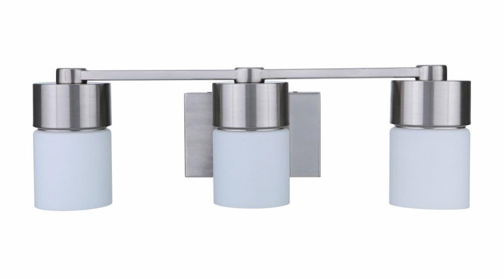 Polished Nickel 3-Light Cylinder Wall Sconce with White Shades