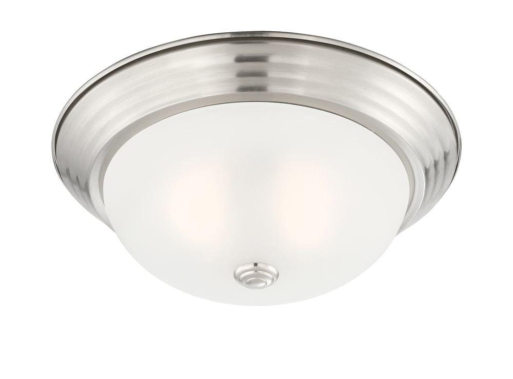 1257M-SP-W-Designers Fountain-13 Inch 2 Light Flush Mount-Satin Platinum Finish-Etched Glass Color