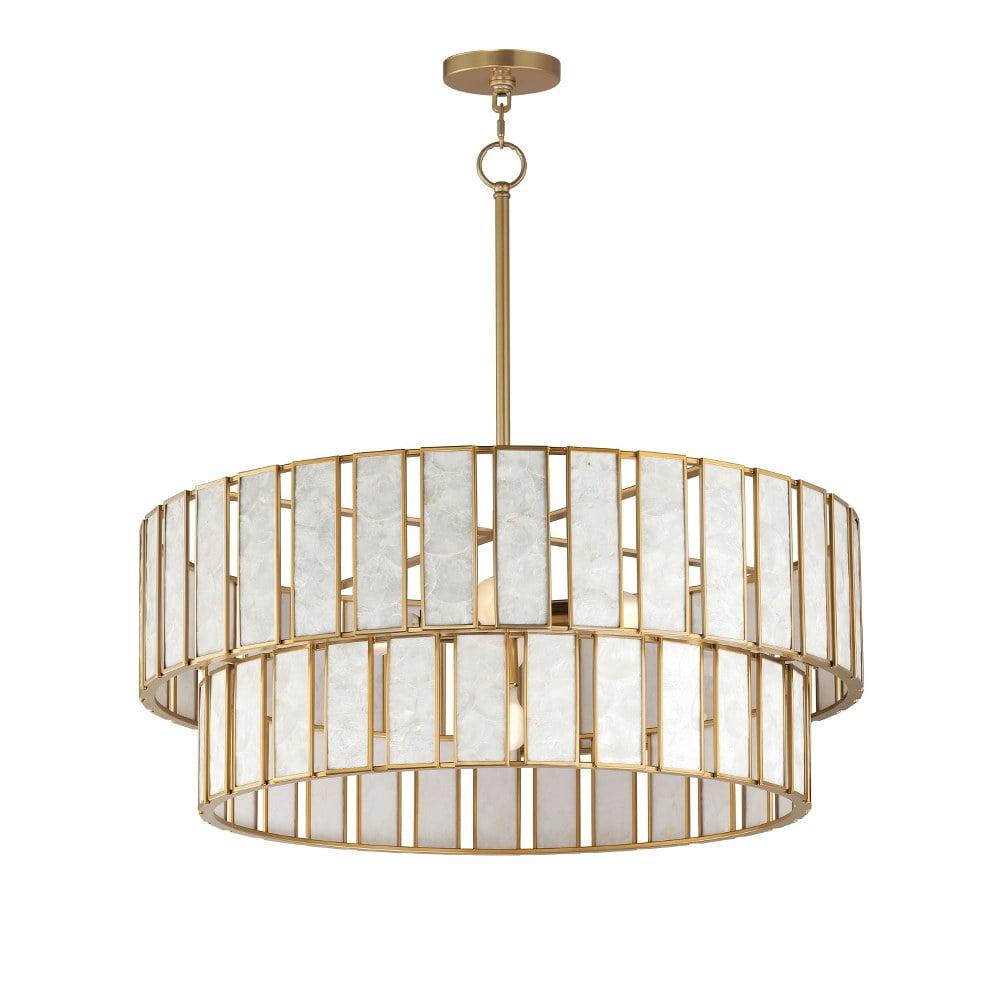 Maxim Lighting Miramar 6 - Light Chandelier in  Capiz/Natural Aged Brass