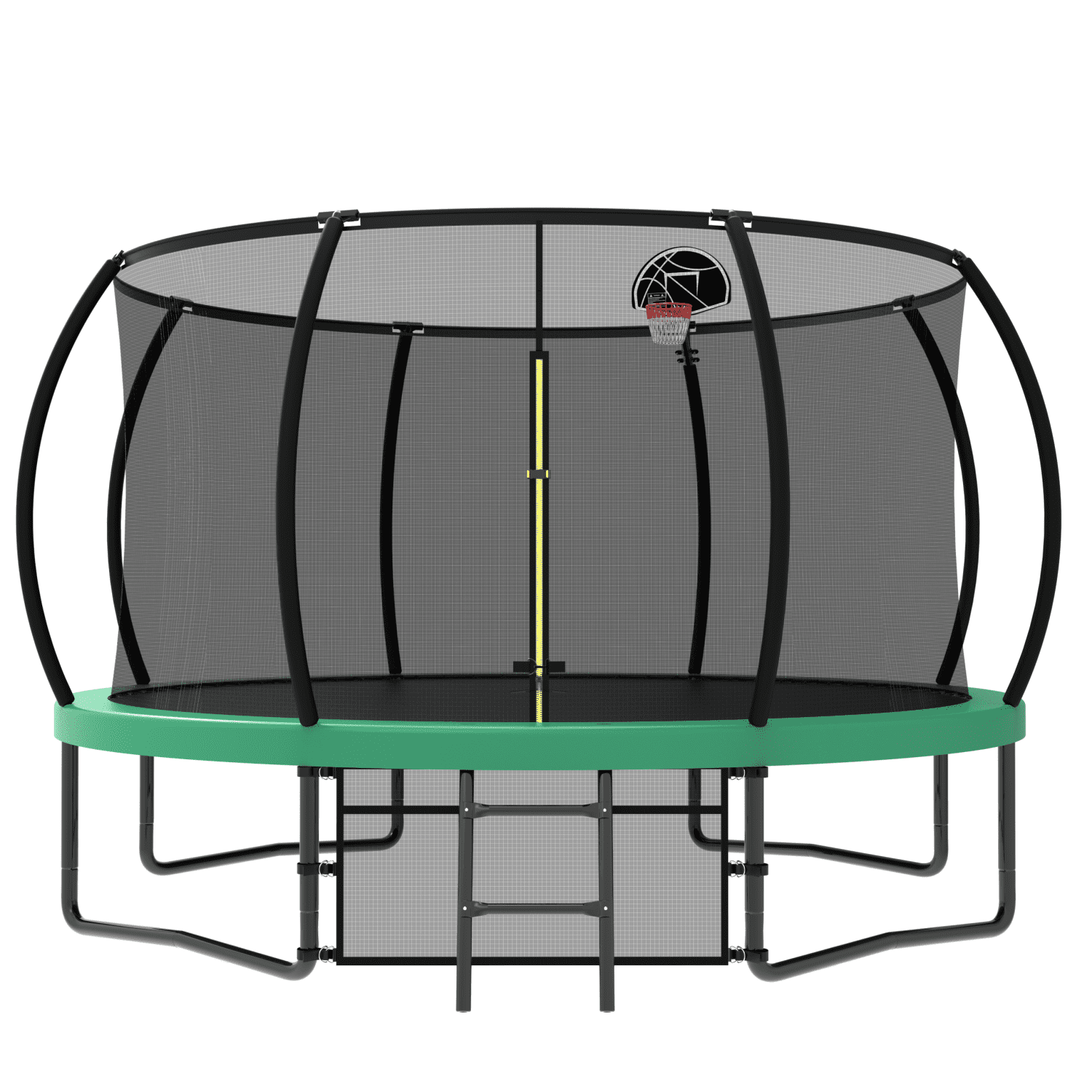 12 ft Green Round Kids Trampoline with Safety Enclosure and Ladder