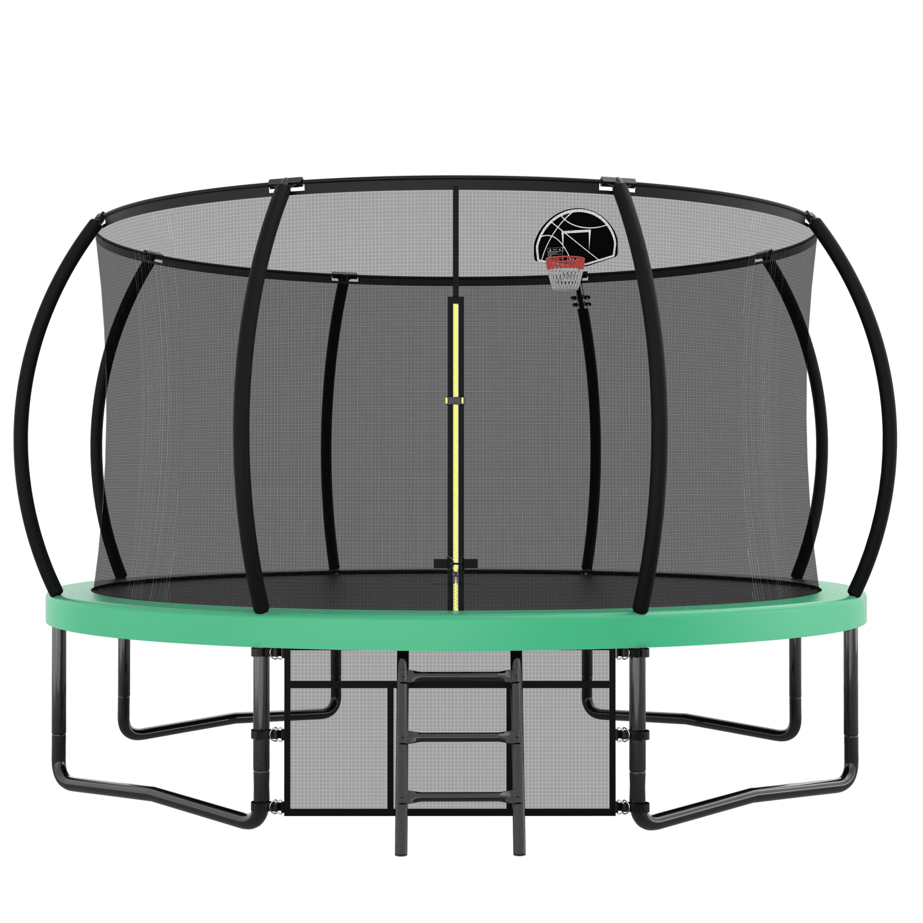 12ft Green Round Kids' Trampoline with Enclosure and Ladder