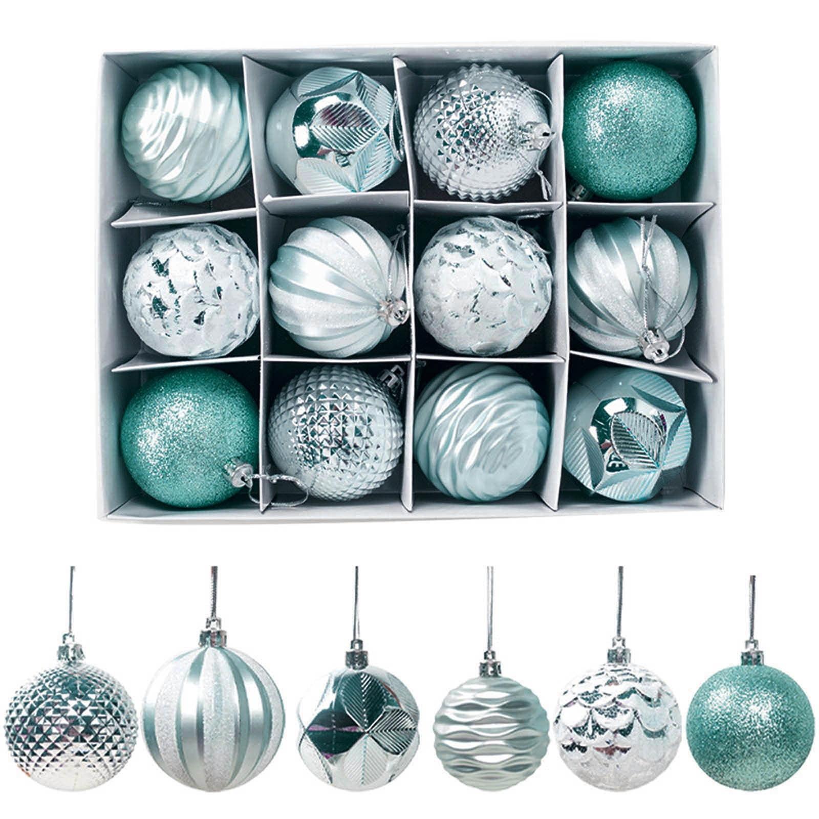 12-Piece Blue and Silver Shatterproof Plastic Christmas Ornaments Set