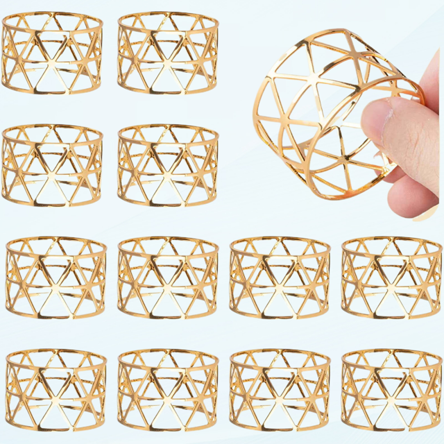 12PCS – Napkin Rings, Gold Napkin Rings Set of 12, Holiday Napkin Holders for Dining, Anniversary, Birthday, Christmas, Easter, Fall, Halloween, Thanksgiving, Party of Table Setting