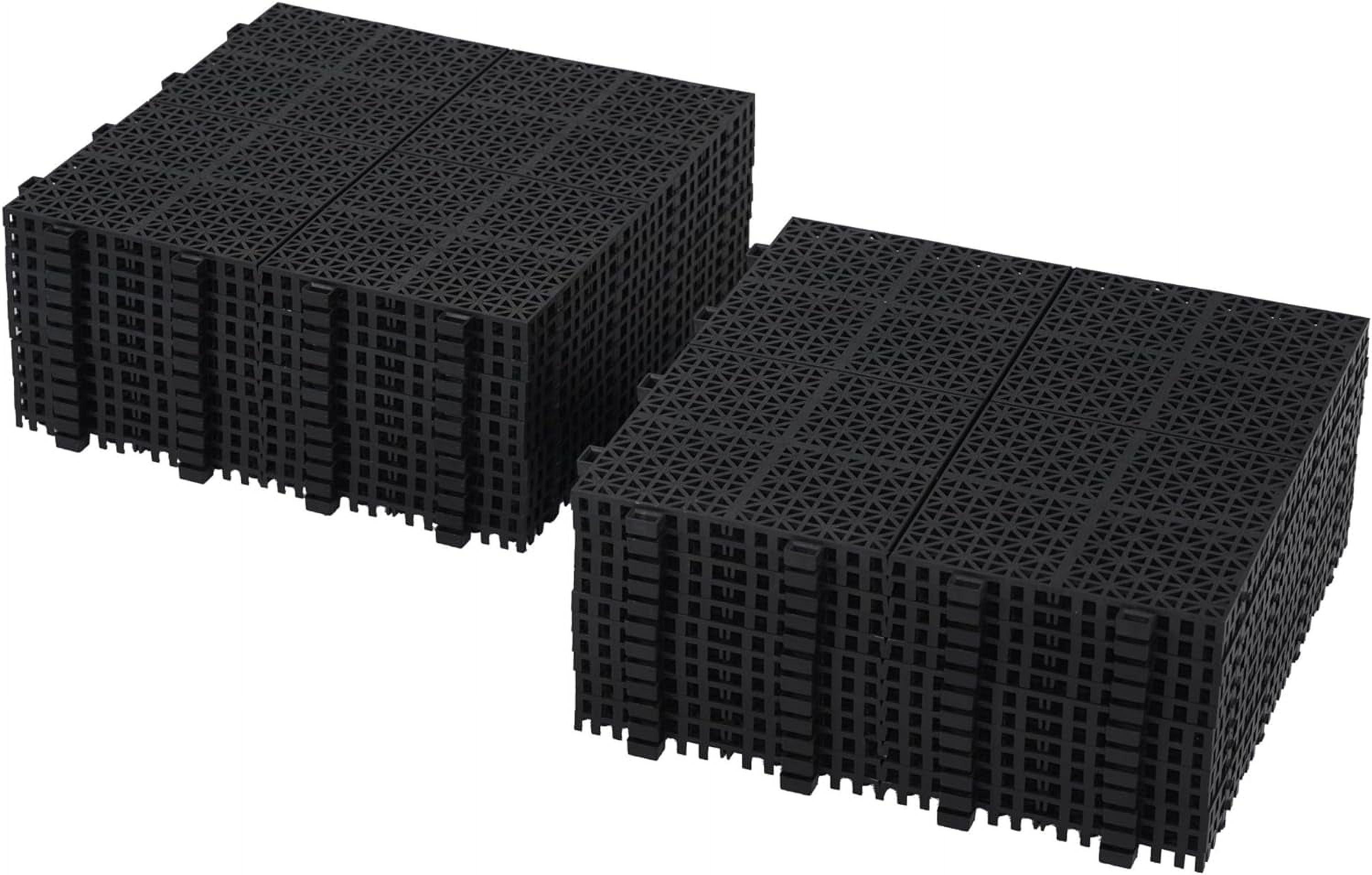 12 x 12 Inch Black Plastic Interlocking Waterproof Deck Tiles