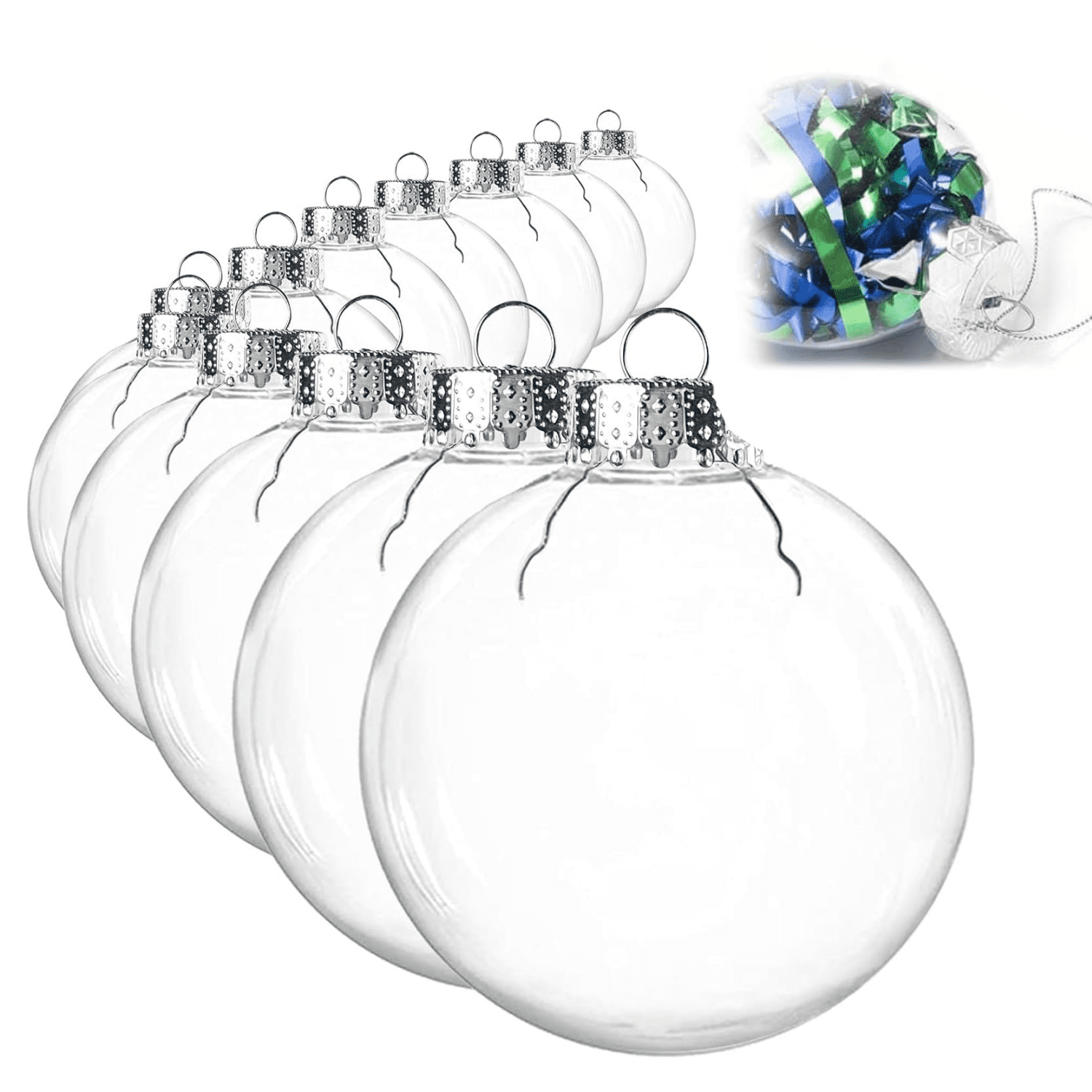 NOGIS 12 PCS 3.15 Inch Clear Ornaments Balls, Christmas DIY Fillable Ball Transparent Ball Baubles Crafts for Party Favor Wedding Christmas Birthday Home Decor