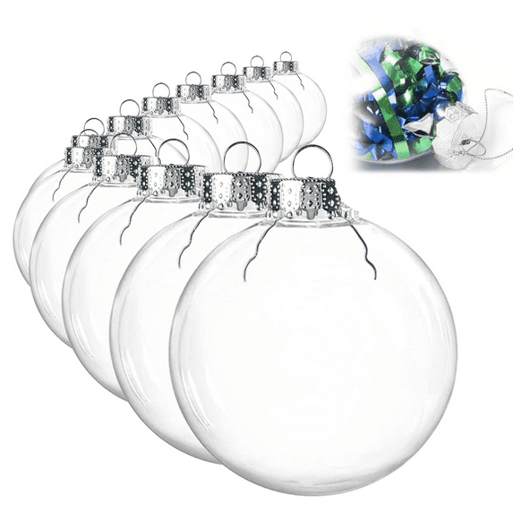 NOGIS 12 PCS 3.15 Inch Clear Ornaments Balls, Christmas DIY Fillable Ball Transparent Ball Baubles Crafts for Party Favor Wedding Christmas Birthday Home Decor