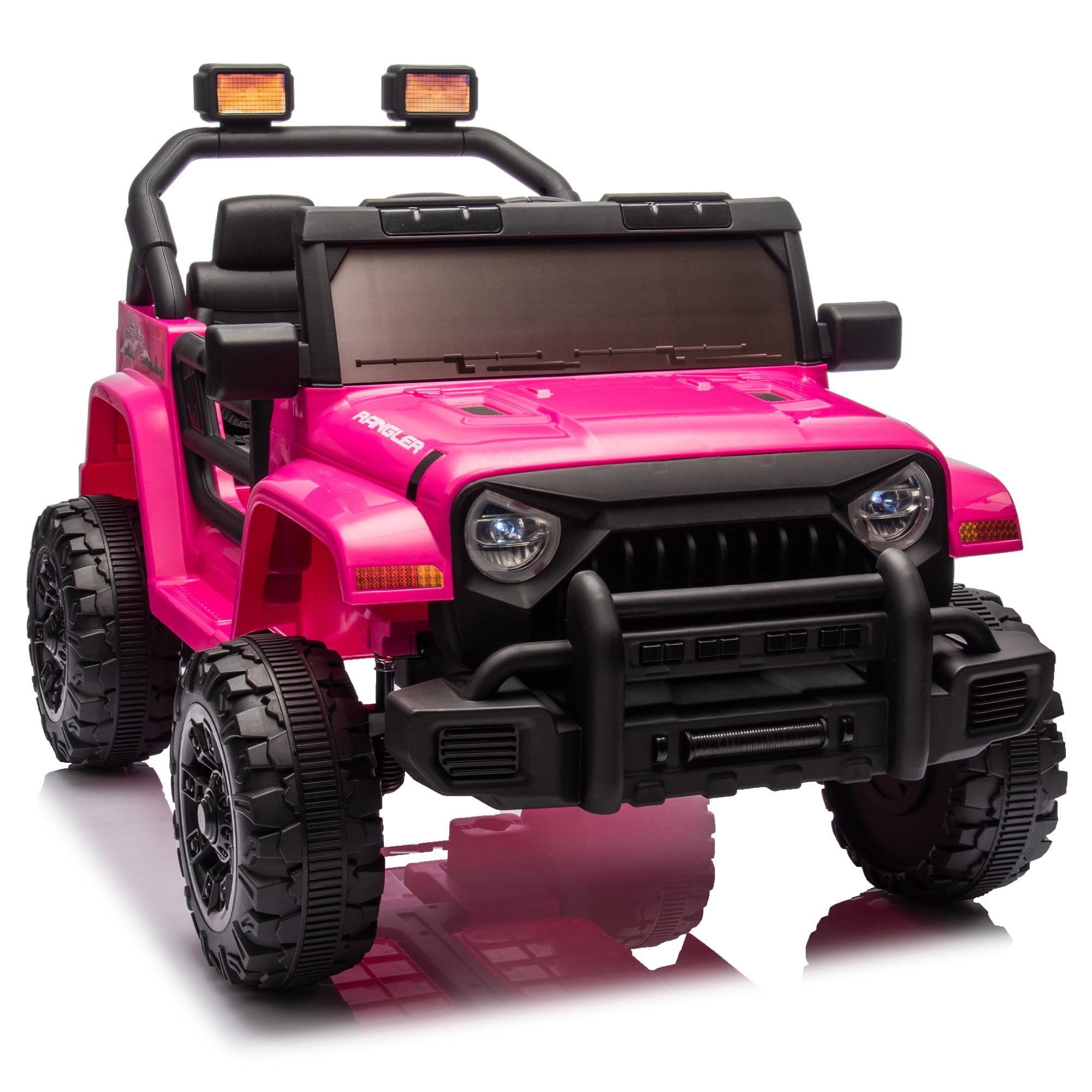 12V Pink Kids Ride-On Car with Bluetooth and LED Headlights