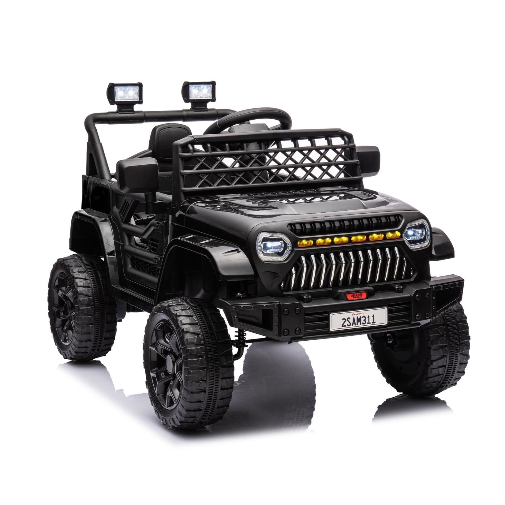 Ride on Toy 12V Electric Car Powered Ride-On with Remote Control, 3 Speeds, MP3 Player, Cool Ride on Truck Cars for Kids, Black