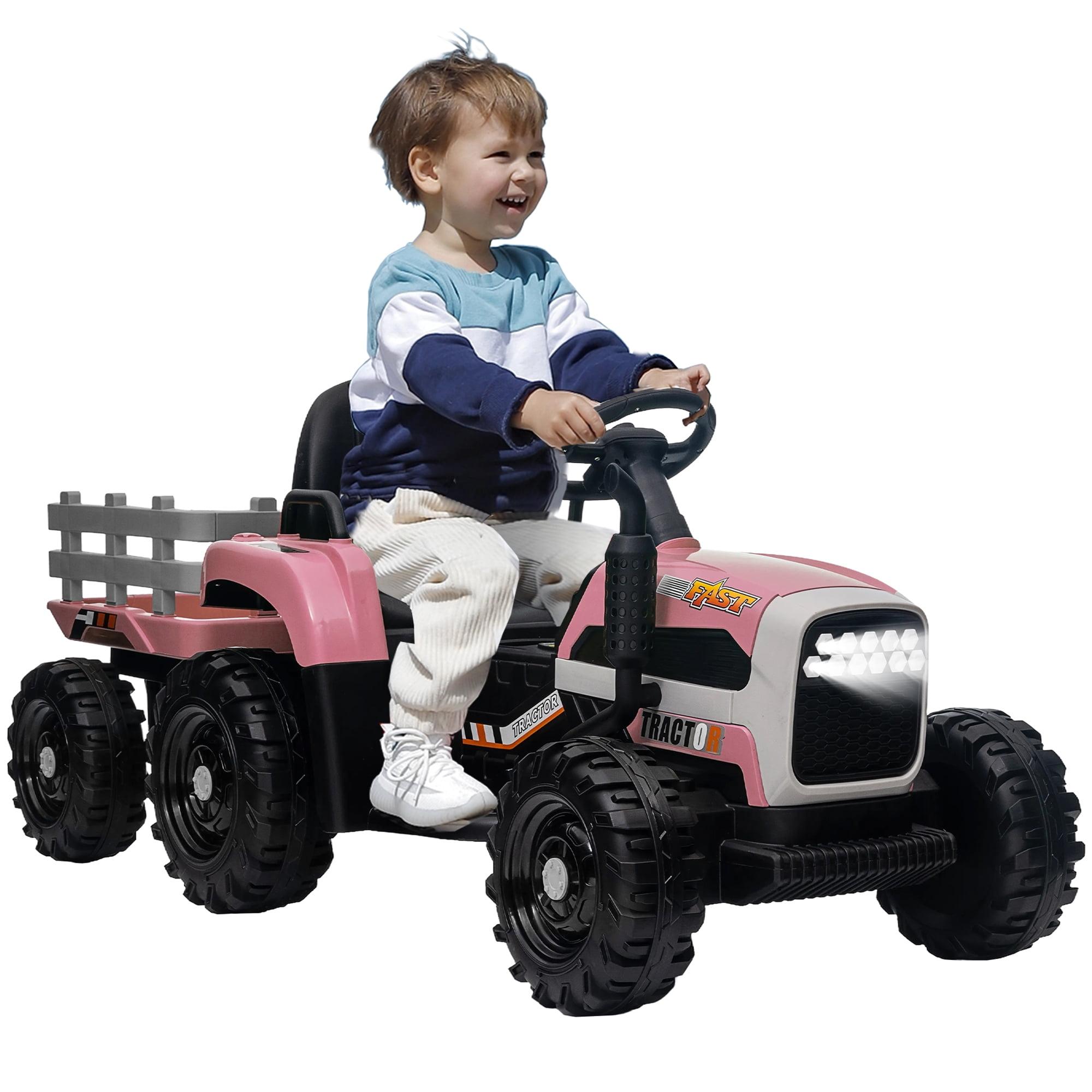 Farmdex Ride on Tractor 12 Volt Ride on Toys, 7AH Battery Powered Electric Car for Kids with Remote Control, 11-LED Headlight, Bluetooth, Music, Pink