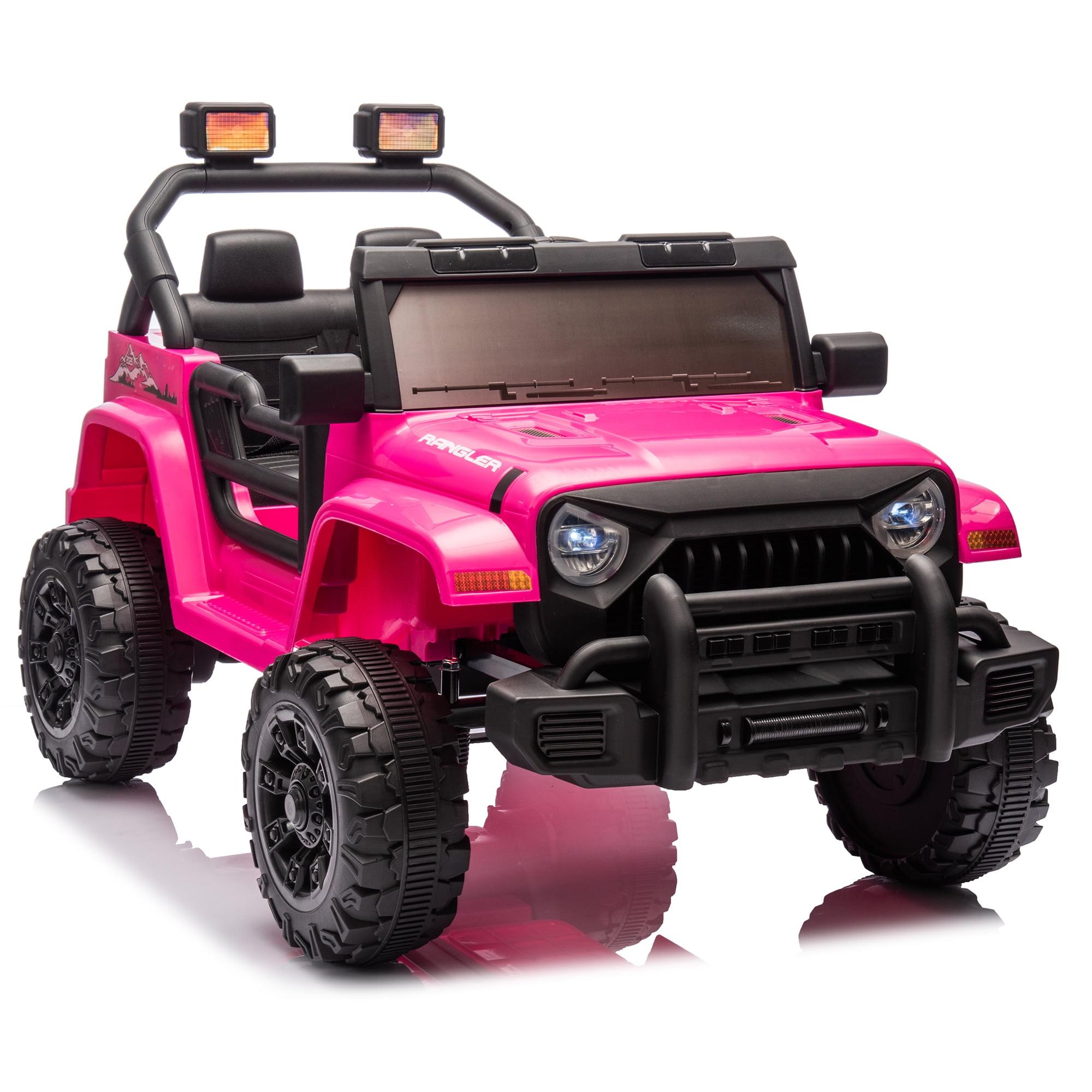 12V Pink Kids Ride-On Car with Bluetooth and LED Headlights