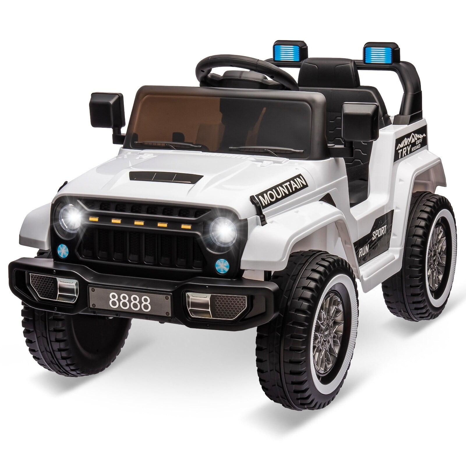 TEOAYEAH 2X35W Ride on Truck Car, 12V Electric Vehicle Toy w/Remote Control, Low Battery Voice Prompt, Wireless Music, White