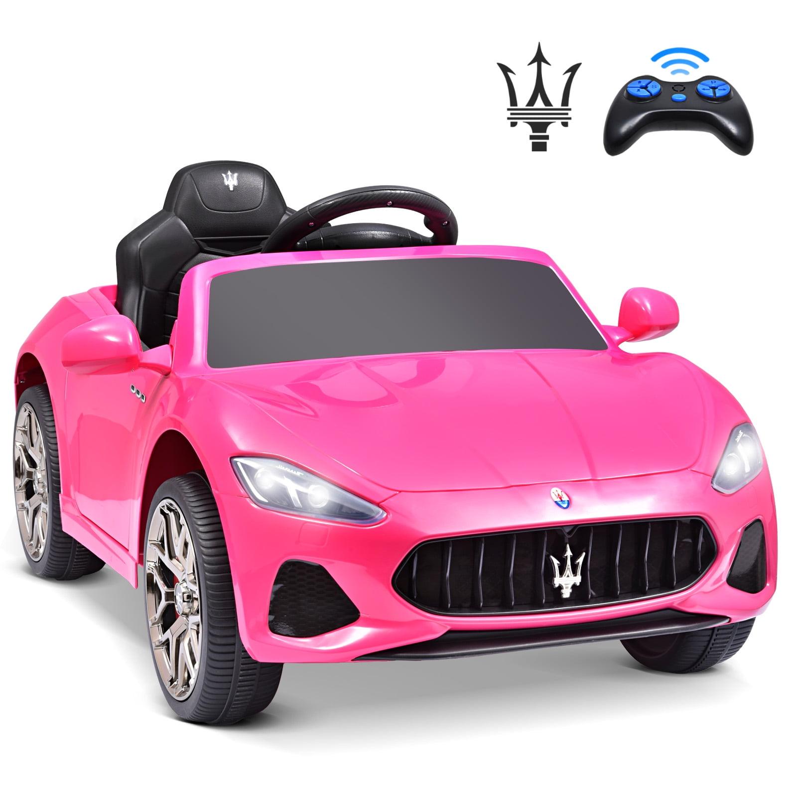 12V Maserati Kids Ride on Car, Battery Powered Maserati Ride on Toy with Remote Control, Electric Vehicle for Kids Ages 3-6, with Metal Suspension, Safety Belt, Bright Headlights, Music & FM, Pink