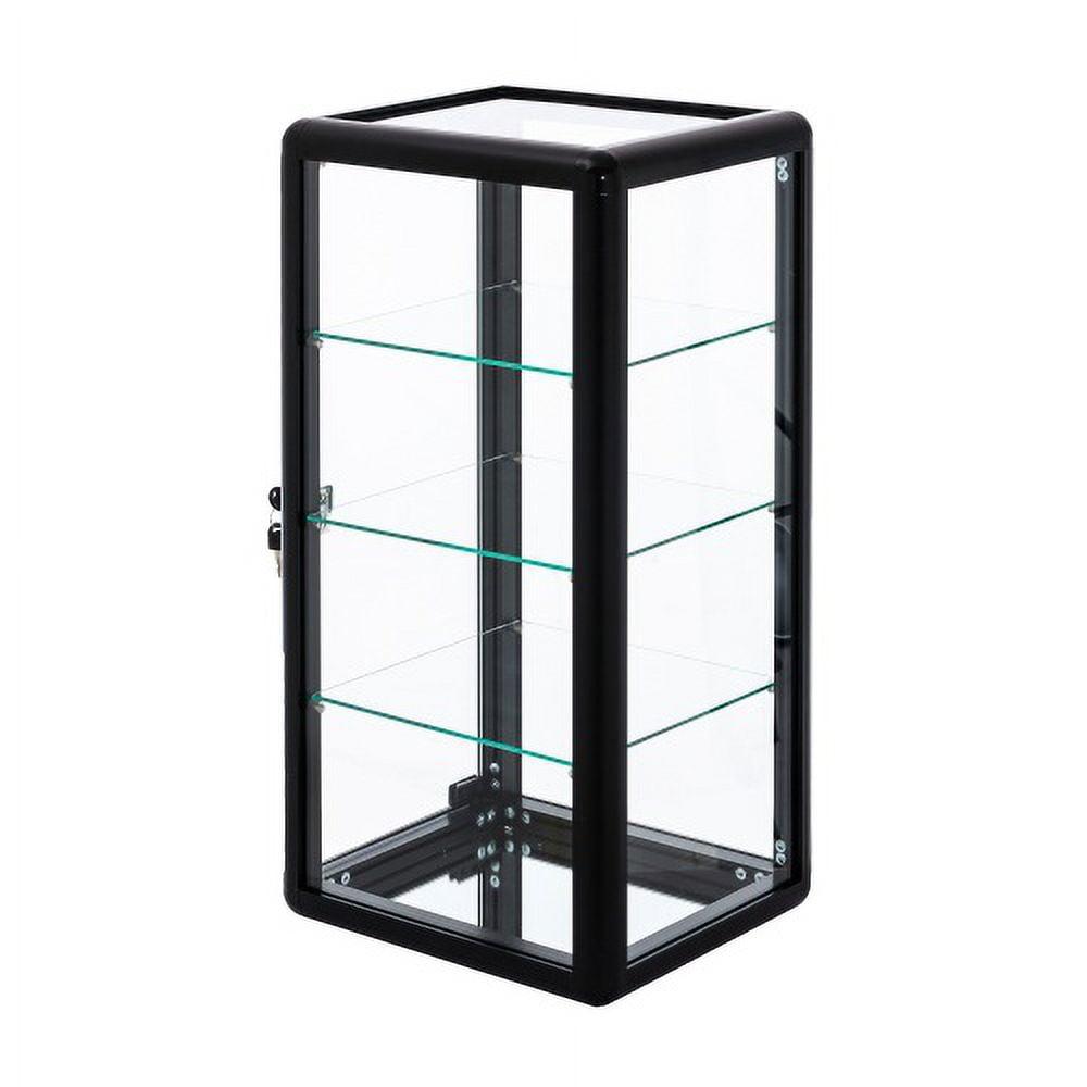 Black Aluminum and Glass Lockable Countertop Display Case