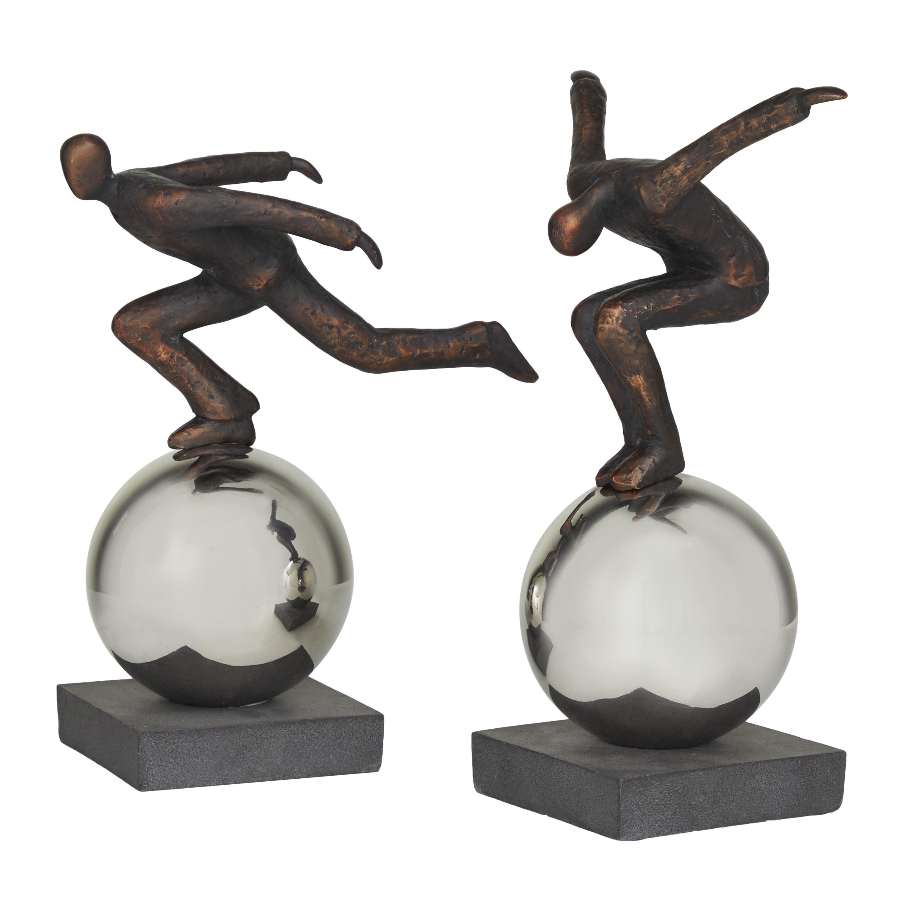 Bronze and Silver Polystone People Sculpture Set