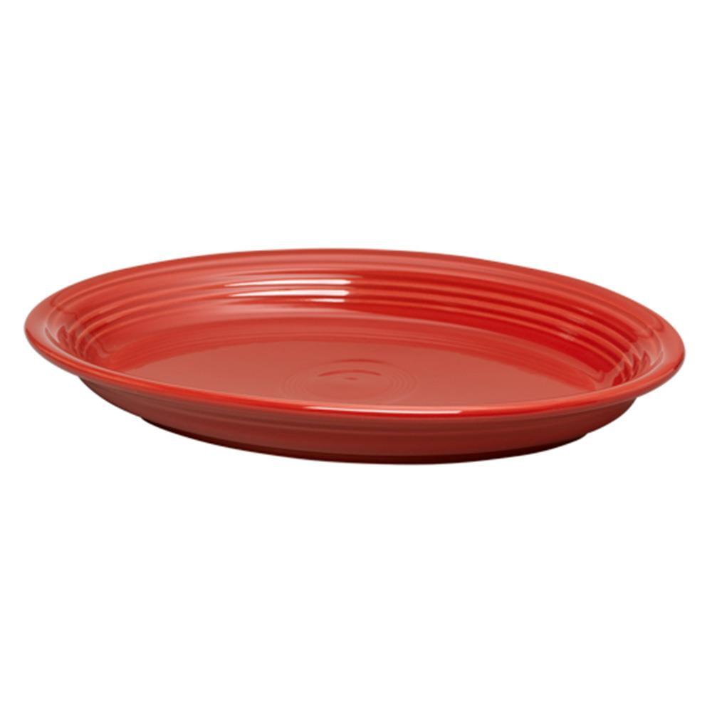 Scarlet Red Ceramic Oval Serving Platter, 13 5/8"