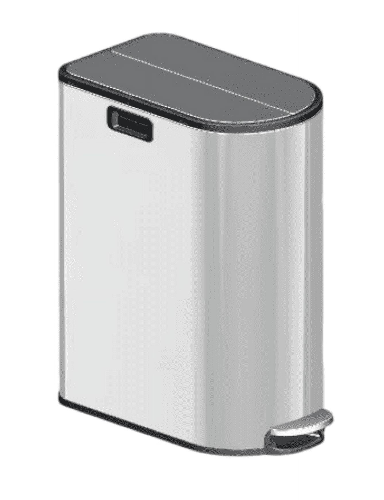 SONGMICS 13-Gal ( 50L ) Dual Kitchen Trash Can,Garbage Can with Wing Lids, Stainless Steel, Soft Close, Inner Buckets, with 15 Trash Bags, Silver