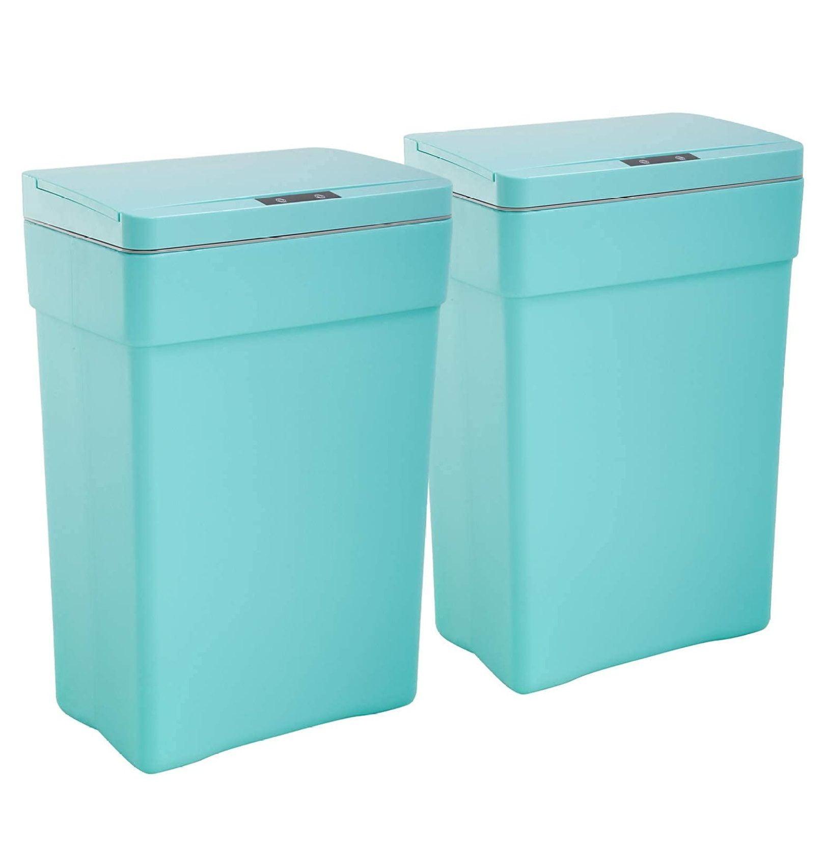 Blue Rectangular Plastic Automatic Sensor Trash Can, 13 Gallon, 2 Pack