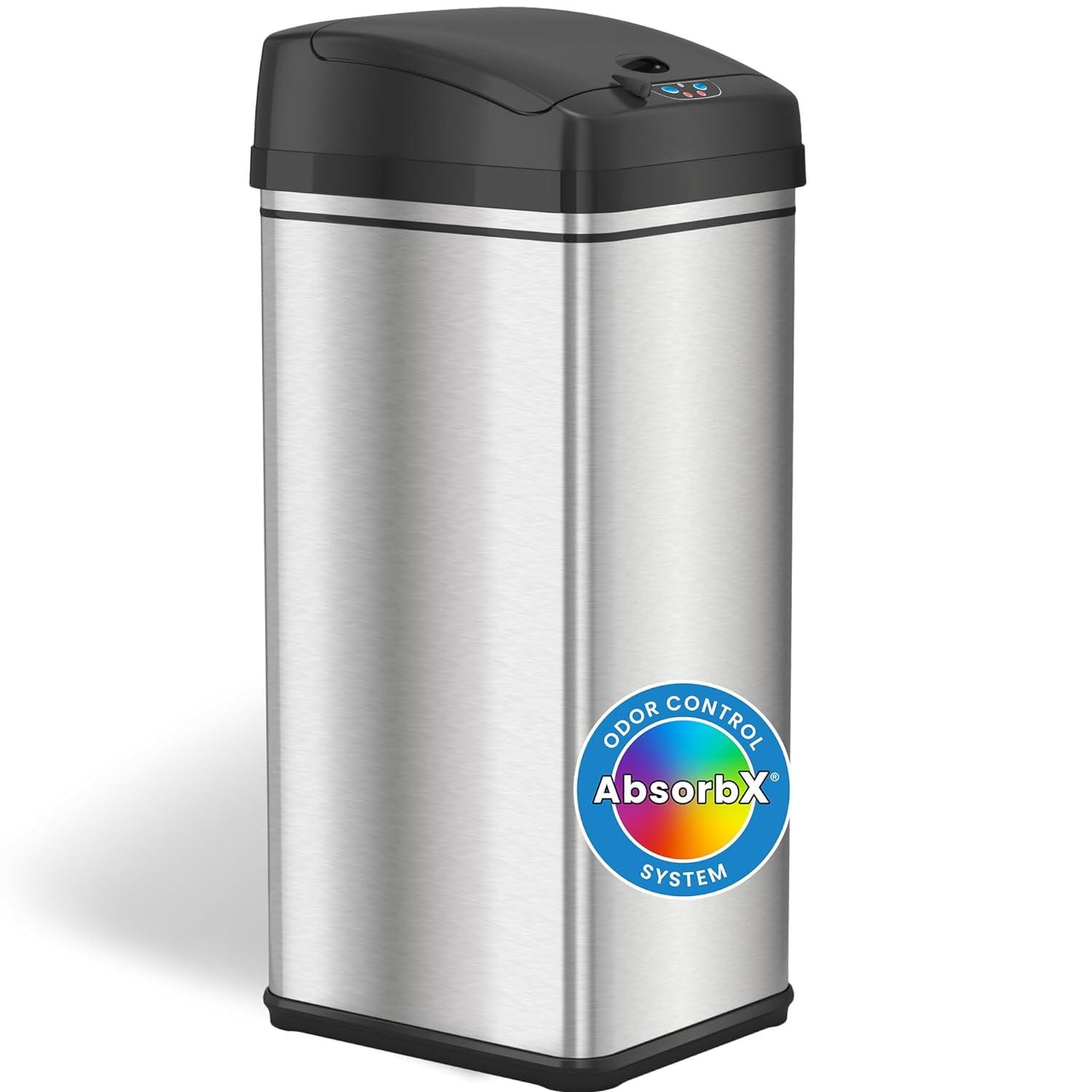 iTouchless Acute Touchless Stainless Steel 13 Gallon Motion Sensor Trash Can
