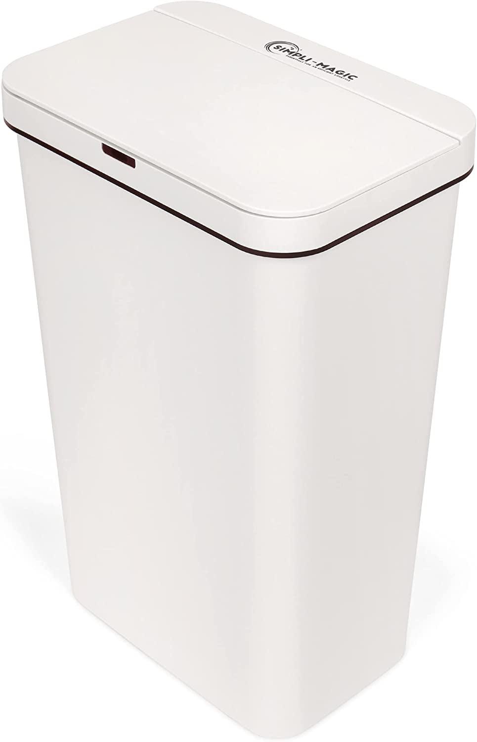 White 13 Gallon Touchless Plastic Automatic Trash Can