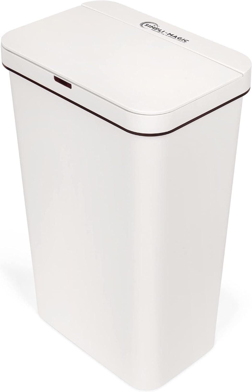 13 Gallon  Sensor Trash Can, Rectangle Garbage Bin, Perfect for Home, Kitchen, Office, White