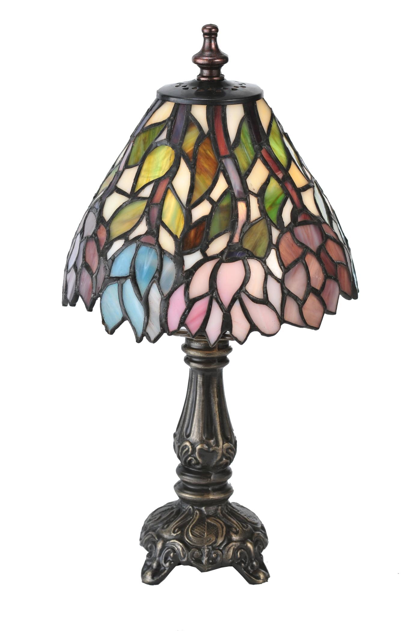 Amethyst Wisteria 13" Bronze Table Lamp with Stained Glass Shade