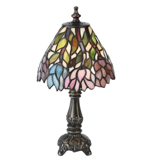 Amethyst Wisteria 13" Bronze Table Lamp with Stained Glass Shade