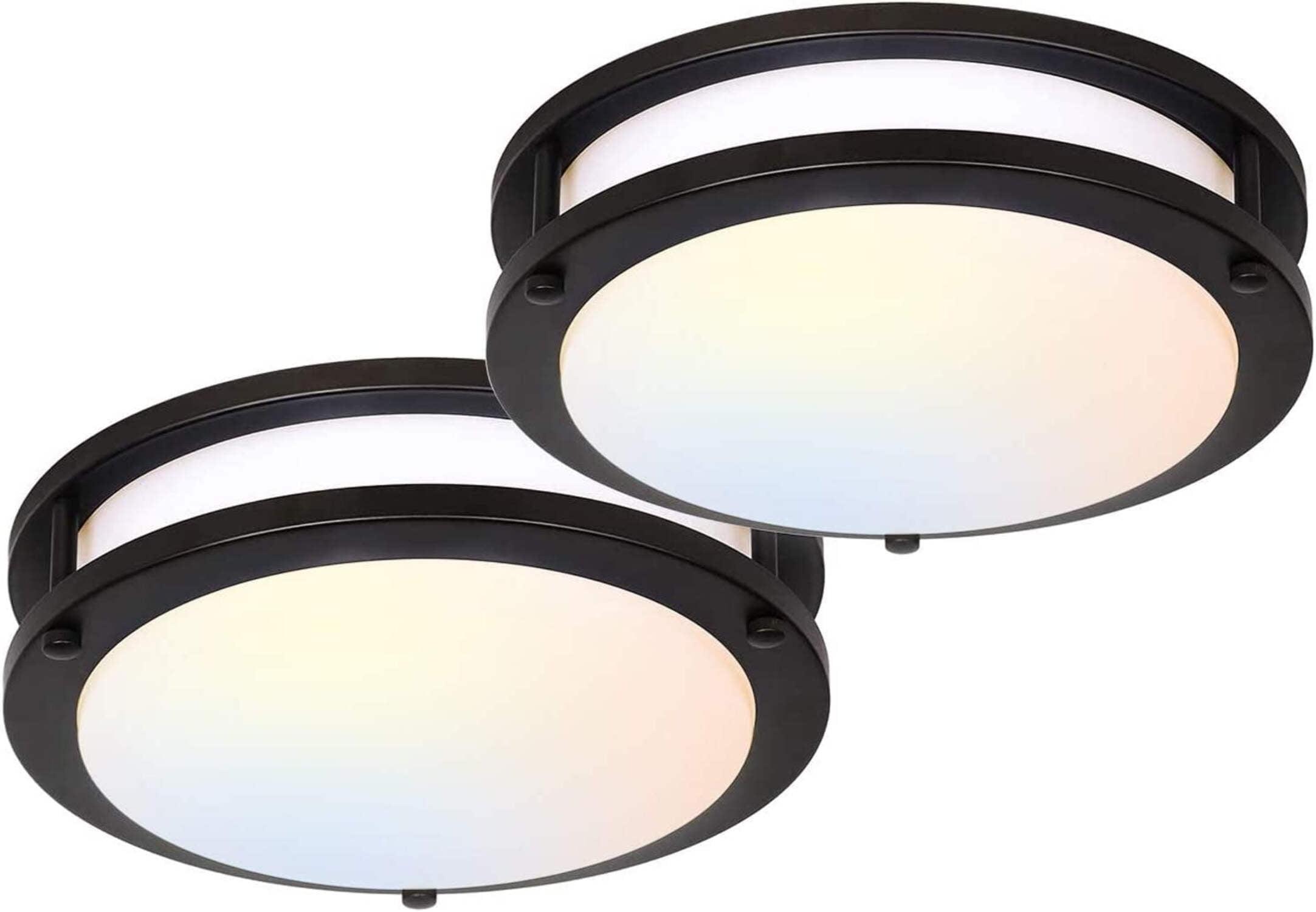 13 Inch Flush Mount LED Ceiling Light Fixture, 2700K/3000K/3500K/4000K/5000K Adjustable Ceiling Lights, Oil Rubbed Bronze Saturn Dimmable Lighting for Bathroom Kitchen, ETL Listed - 2 Pack