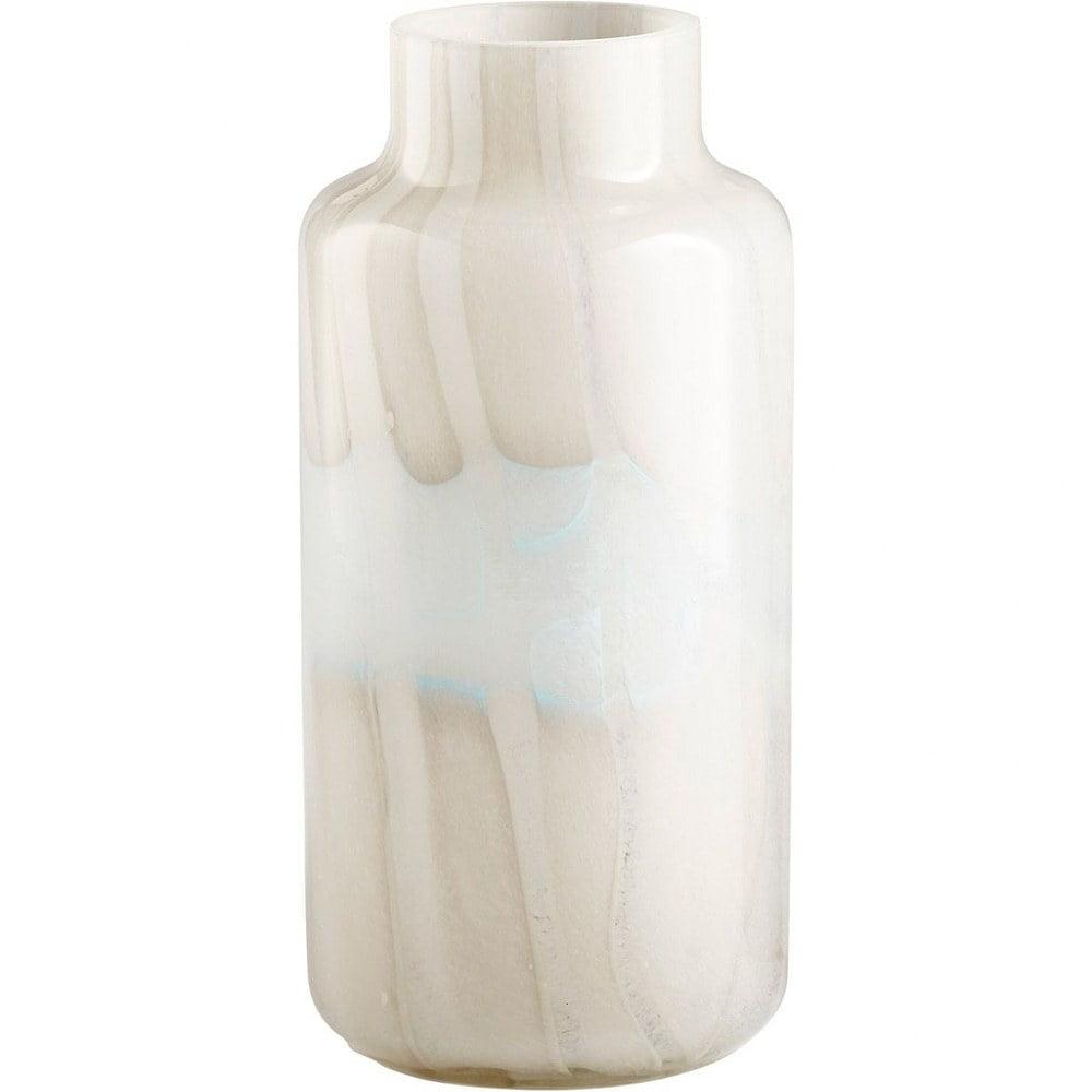 Lucerne Transitional 13" Beige and Blue Glass Vase