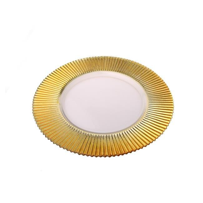 13 in. Glass Chargers with Gold Border, Set of 4