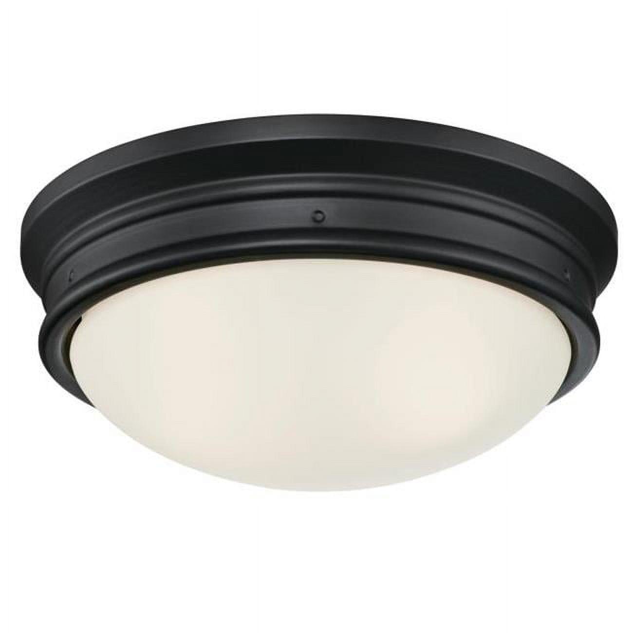 Meadowbrook Matte Black Frosted Glass 13" LED Outdoor Flush Mount