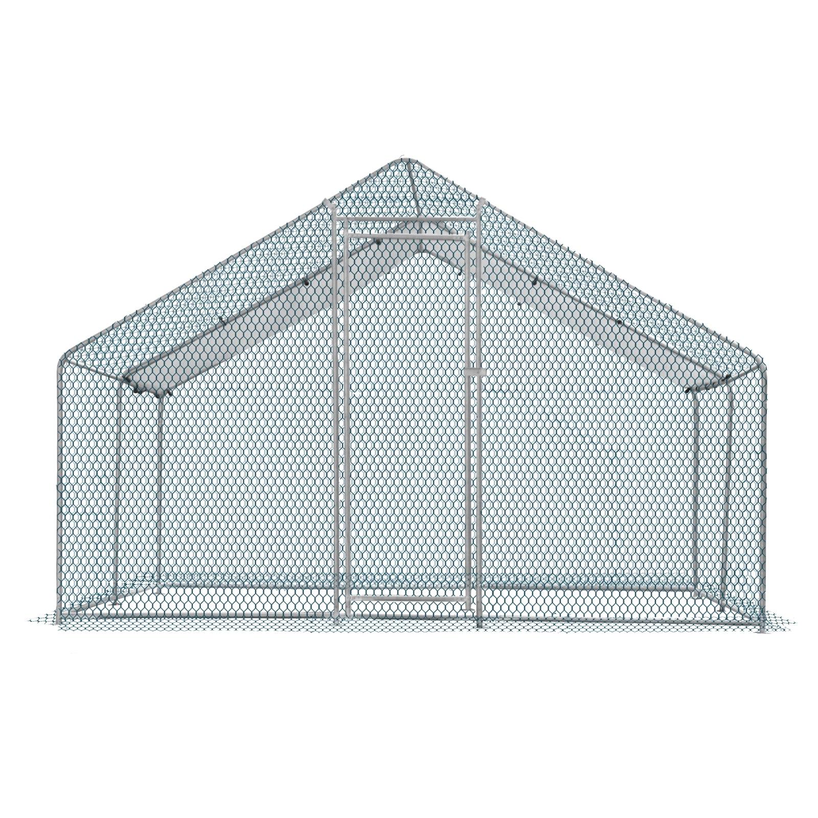 IVV Large Metal Chicken Coop with Anti-Uv and Waterproof Cover Outdoor Chicken Runs for Yard Walk-in Poultry Habitat Cage for Backyard Farm (13'L x 10'W x 6.6'H)