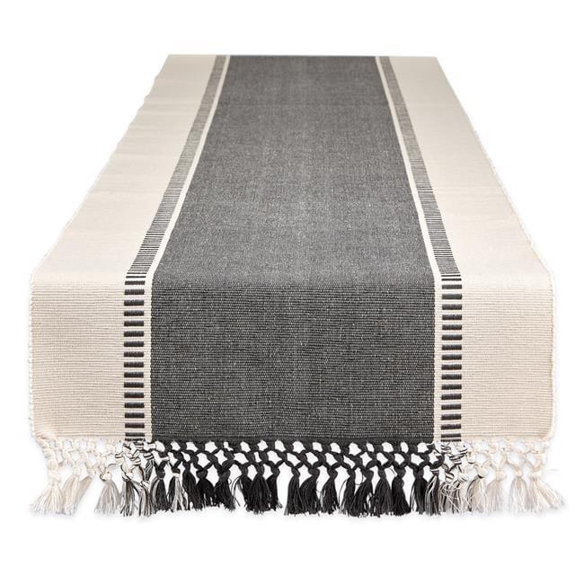Design Imports  Ribbed Dobby Stripe Table Runner, Mineral Gray, 13X108"