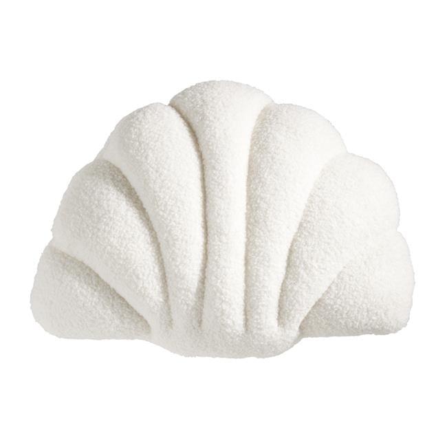 White Seashell Shaped Polyester Throw Pillow