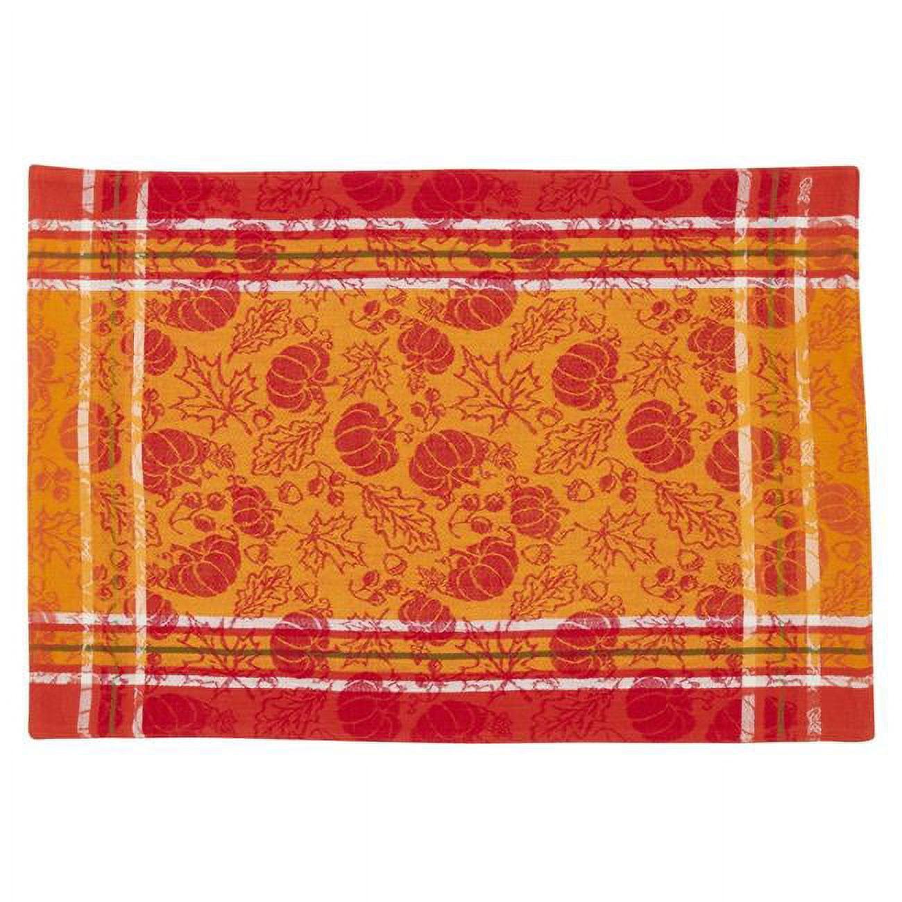 Harvest Pumpkin and Leaf Jacquard Cotton Placemats, Set of 4