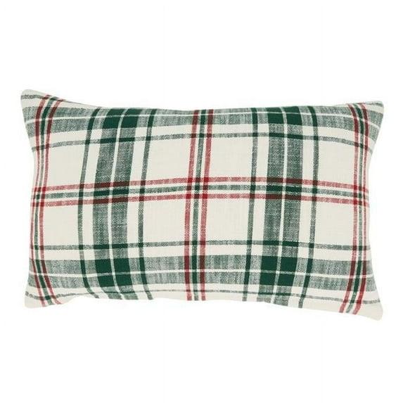 Saro Lifestyle Traditional Plaid Throw Pillow Cover, 13"x20", White