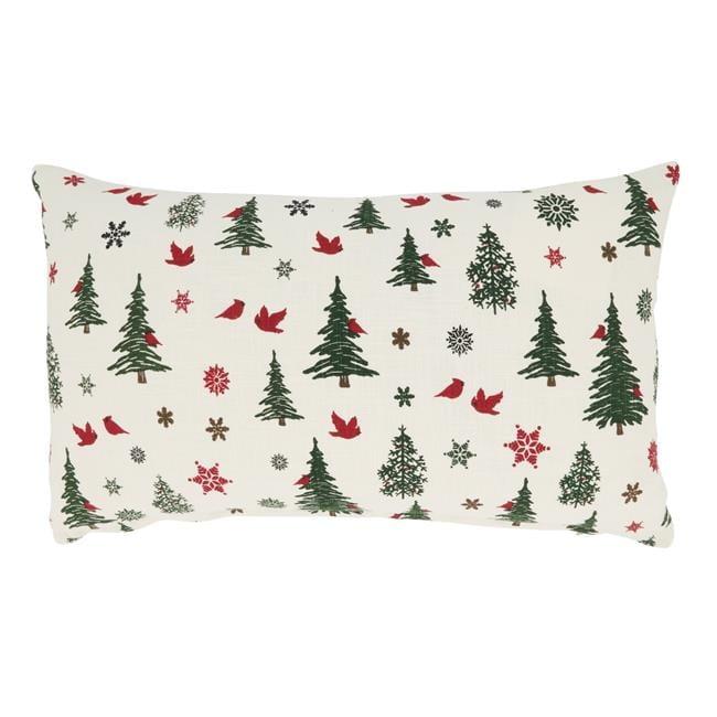 Saro Lifestyle Enchanted Evergreens Christmas Trees Poly Filled Throw Pillow