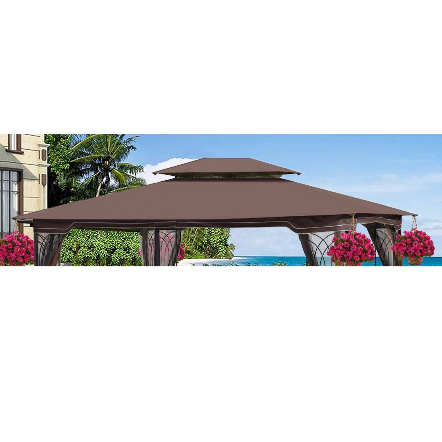 13x10 Brown Polyester Double Roof Gazebo Replacement Canopy