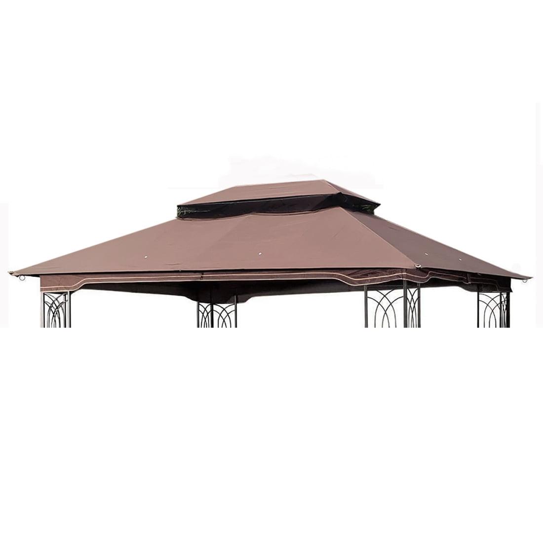 13x10 Brown Polyester Double Roof Gazebo Replacement Canopy