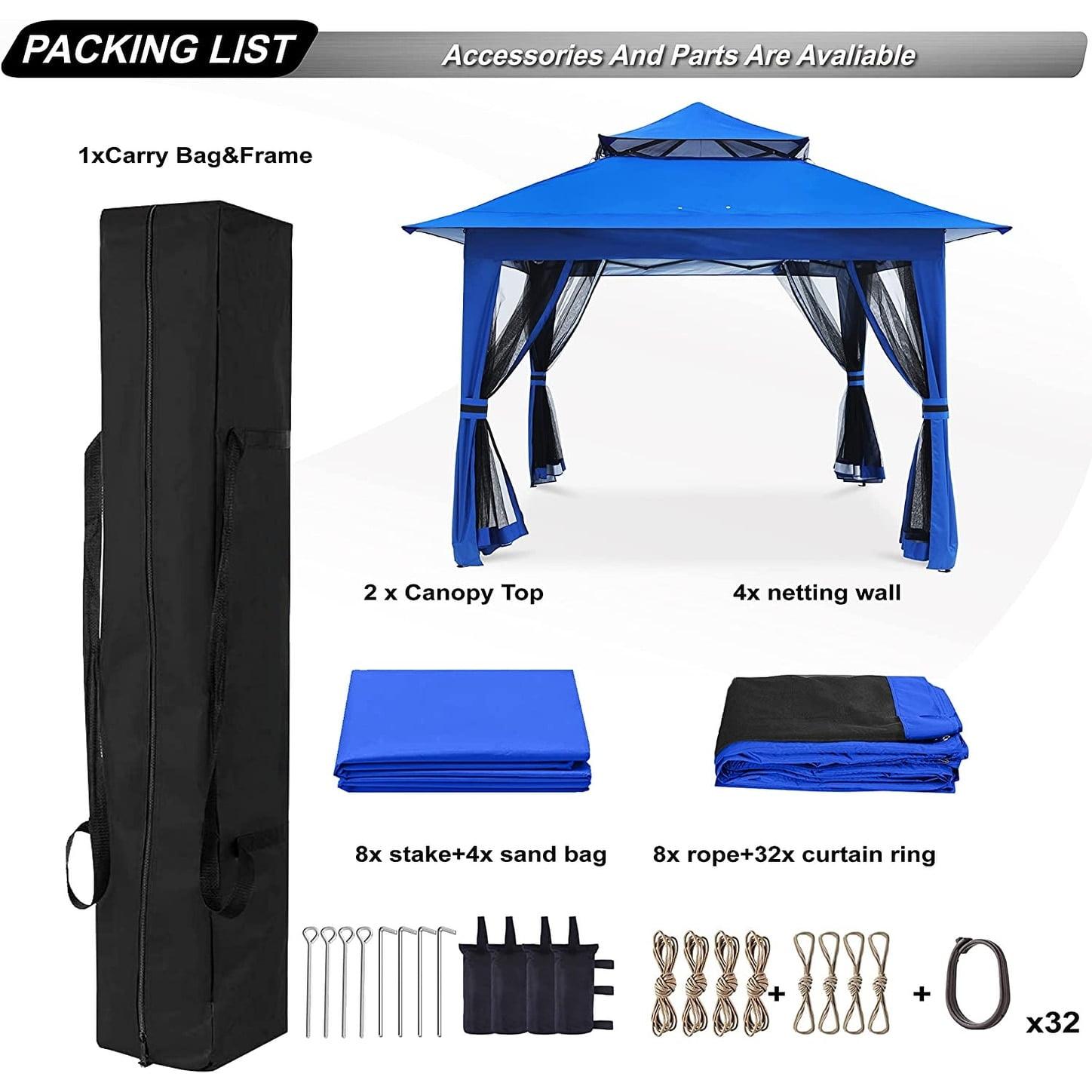 Blue 13x13 Pop-Up Gazebo with Mosquito Netting