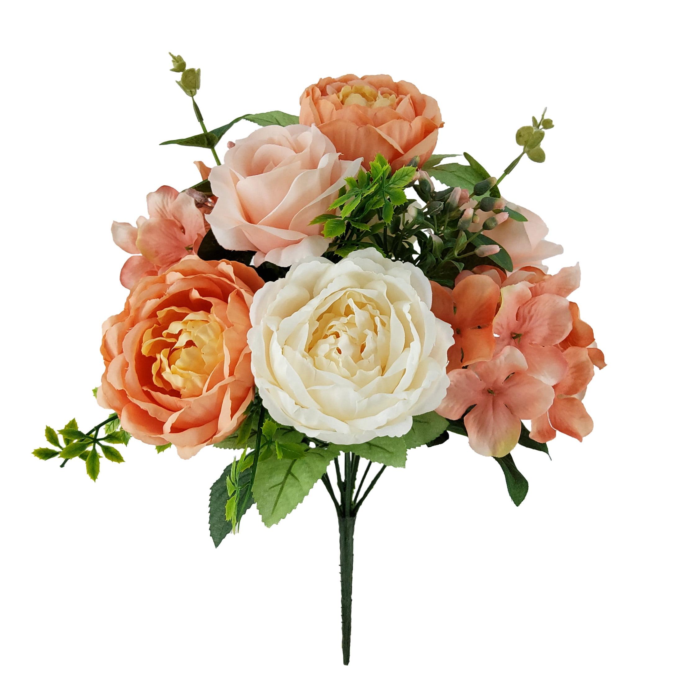 14.5" Coral Hydrangea & Rose Mix Deluxe Bush by Ashland® - Spring Floral and Greenery