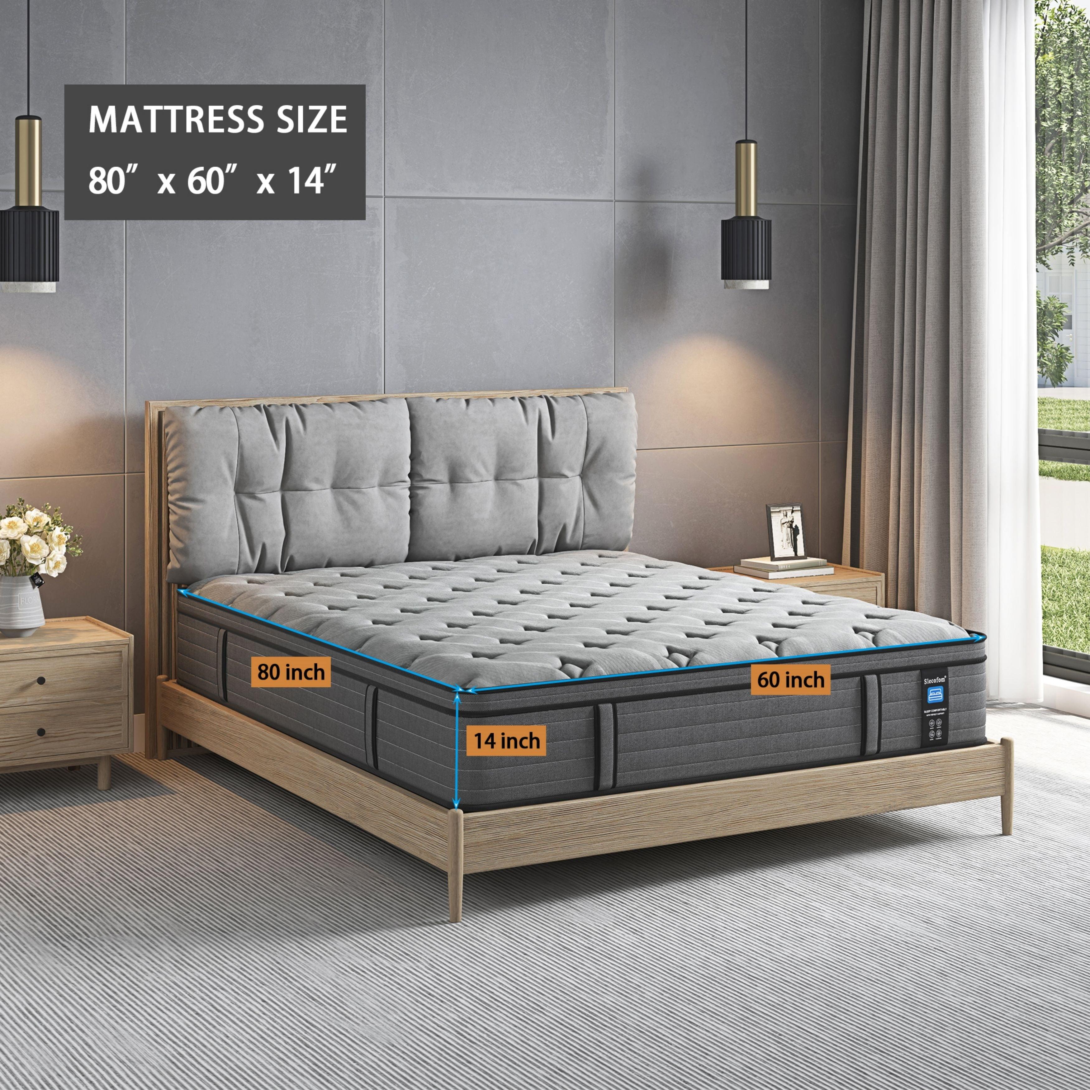 Modland 14 Inch Medium Hybrid Mattress, Euro Top - Fire-Safe CertiPUR-US Foams for Back Pain Relief, Twin/Full/Queen/King Grey - Queen