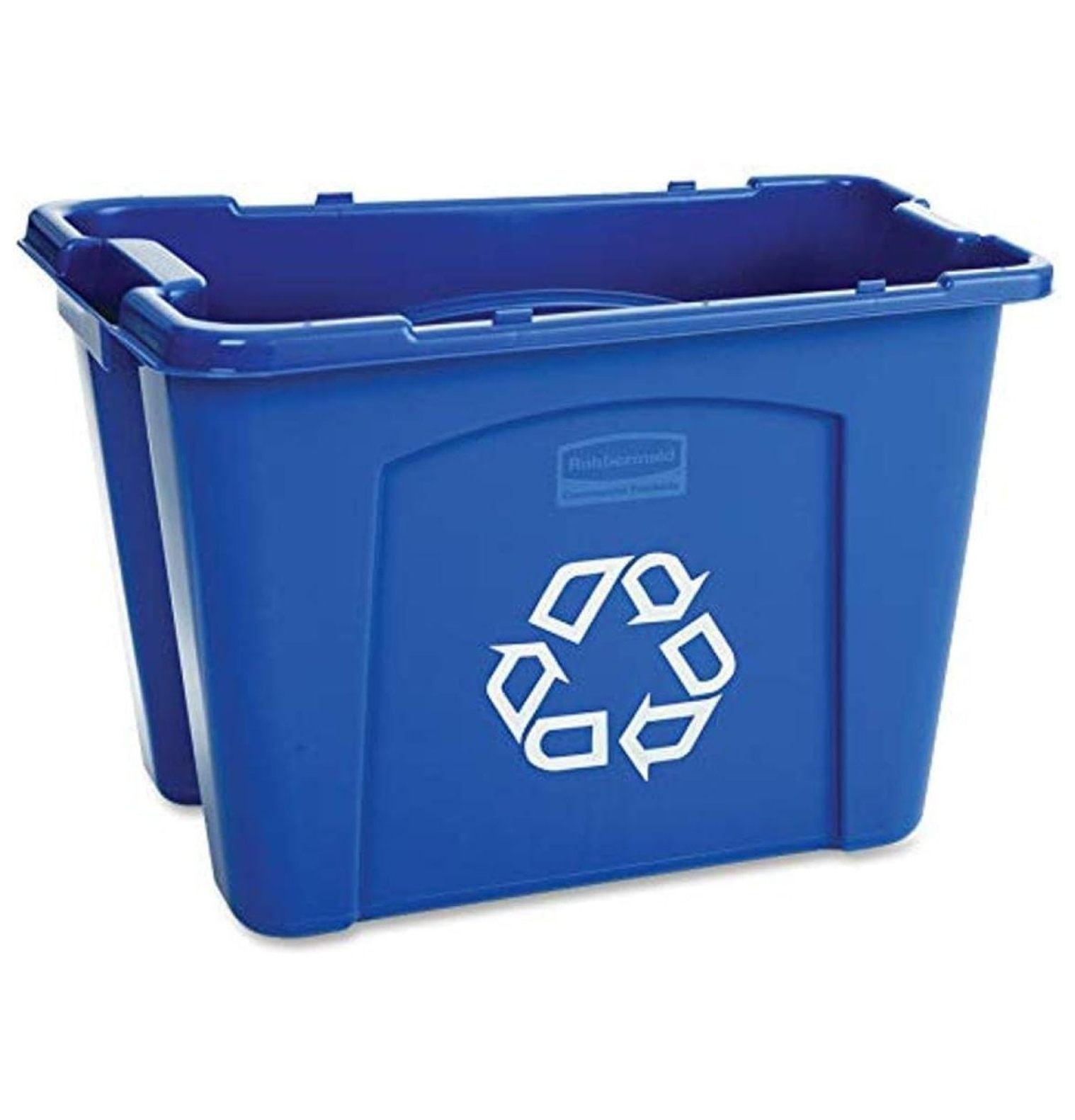 Rubbermaid Commercial Products FG571473BLUE Stackable Recycling Bin, 14 Gallon, Blue