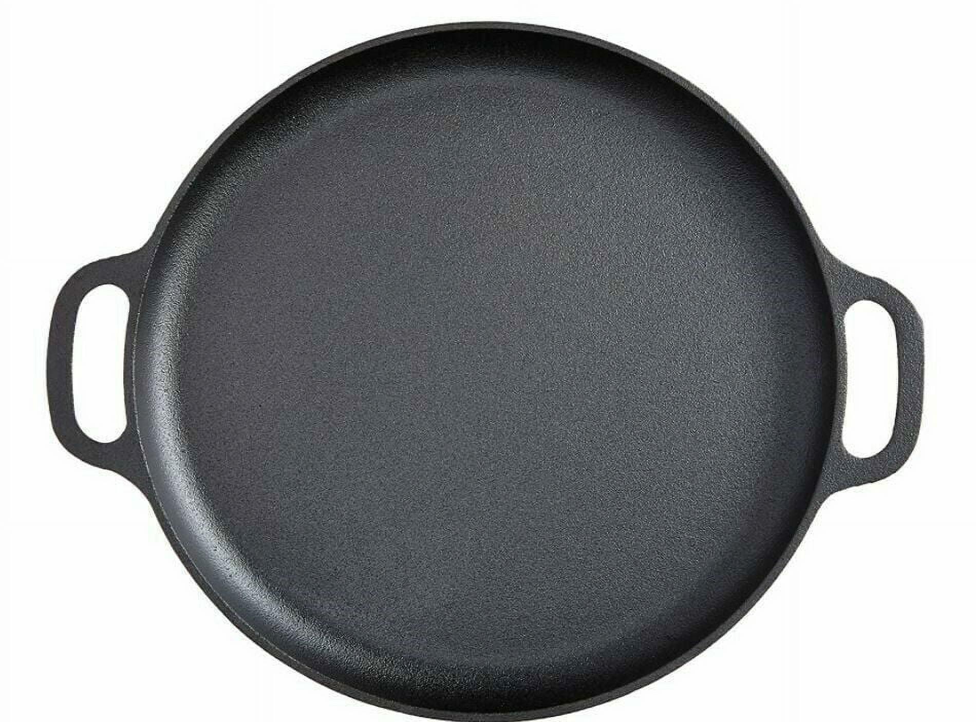 14-Inch Black Cast Iron Pizza Pan with Handles