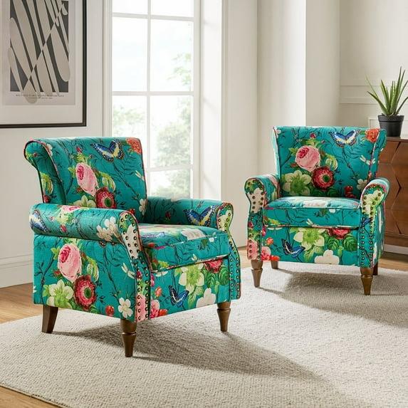 Daisy Living Room Armchair with Nailhead Trim - 29.9"W x 29.9"H x 32.9"D Pattern Blue-2Pack